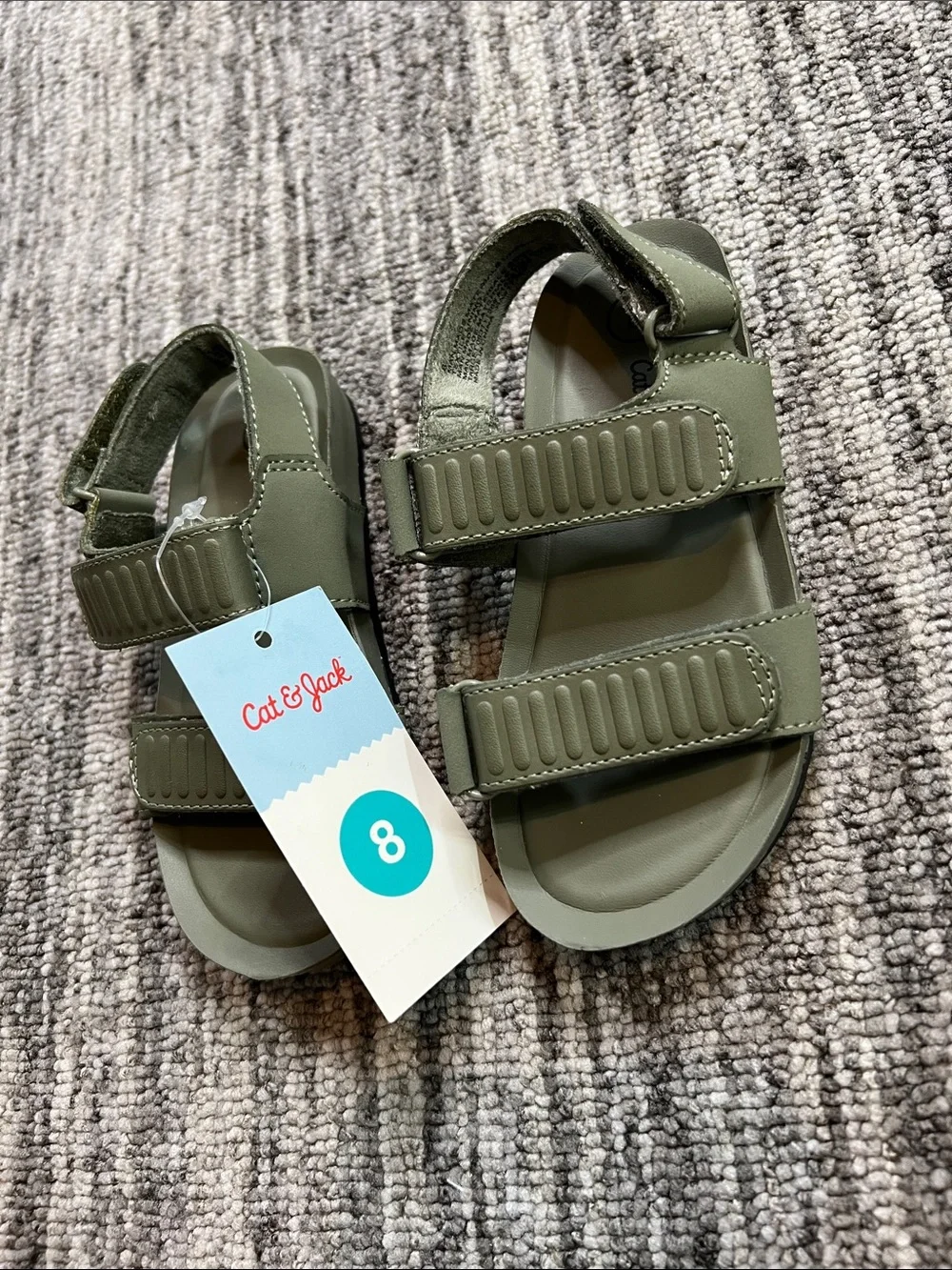Cat & Jack Kody Olive Green Open Toe Strap Sandals -Little Boys' Various Sizes